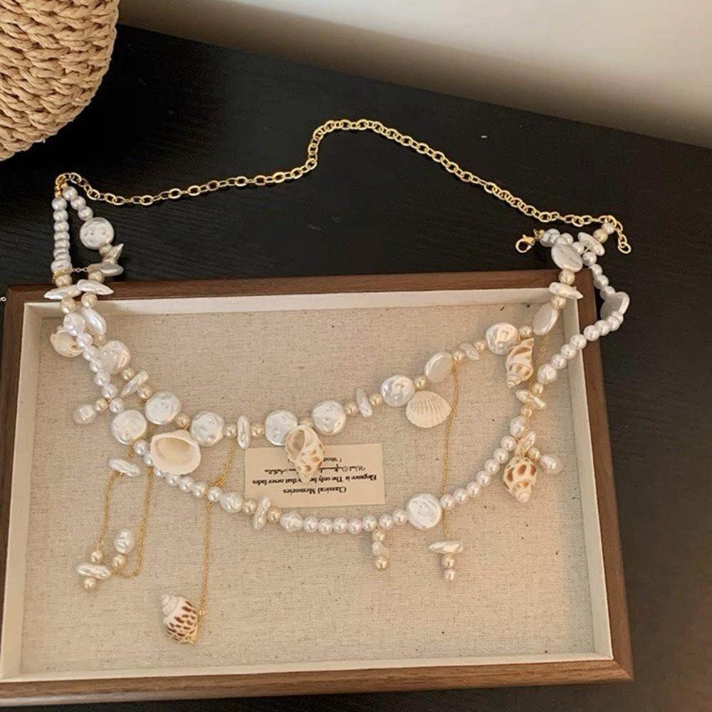 Elegant Double Layer Seashell Waist Chain Starfish Belly Chain Niche Ocean Themed Body Chain  Beach
