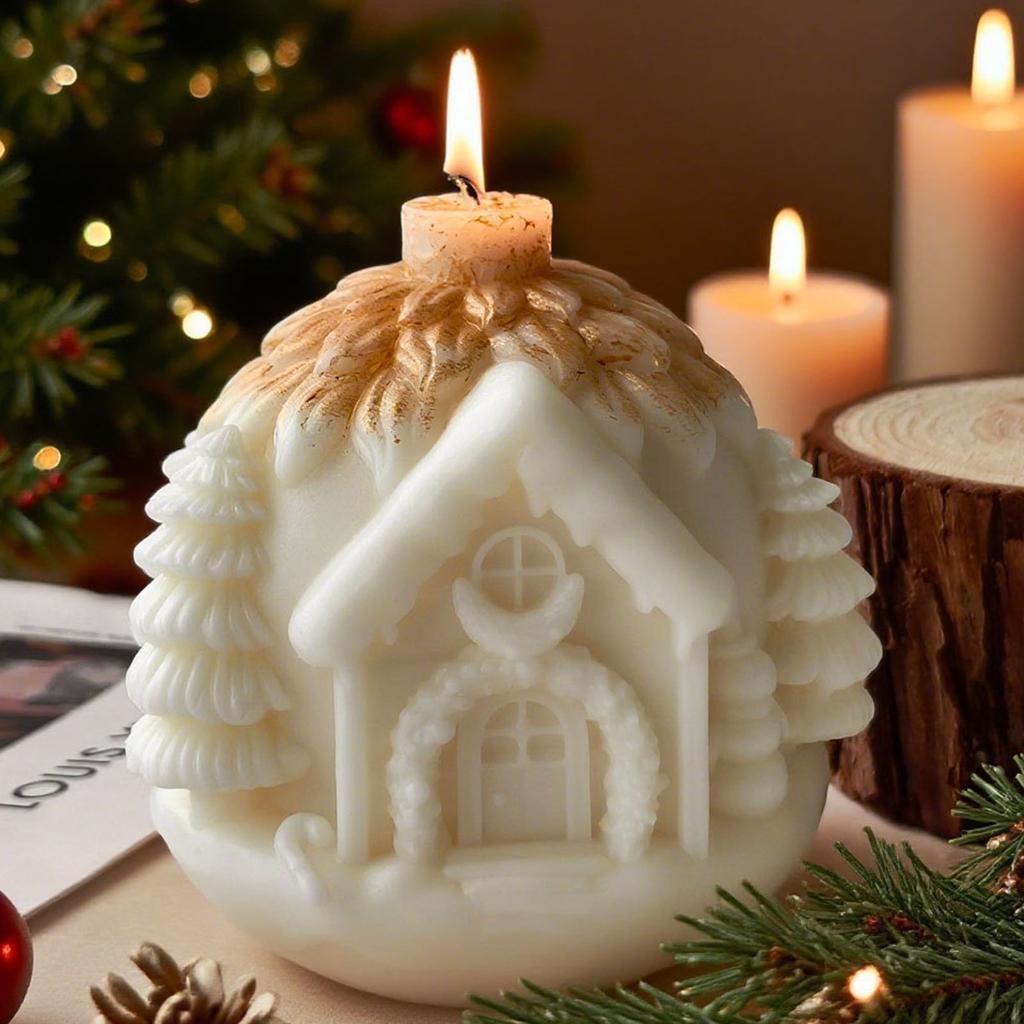 Christmas House Candle Mould Silicone Molds Ornament Molds Castings Molds Handmade Plasters Molds Craft Supplies