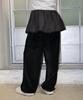 RONRON Layered Skirt Corduroy String Pants Black
