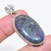 Natural Ruby Fuchsite Gemstone 925 Sterling Silver Jewelry Pendant 1.97" I1r21