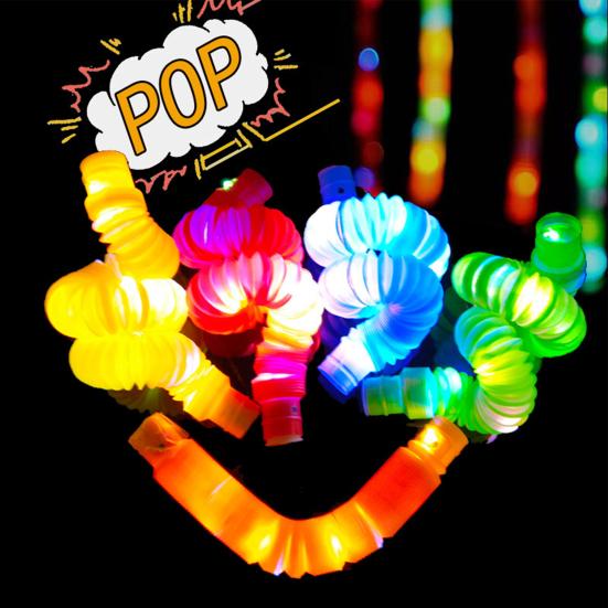 Fidget Pipe Toy Flexible DIY Stretchable Colorful Glowing Tube Relieve Boredom Adjustable LED Telescopic Tube