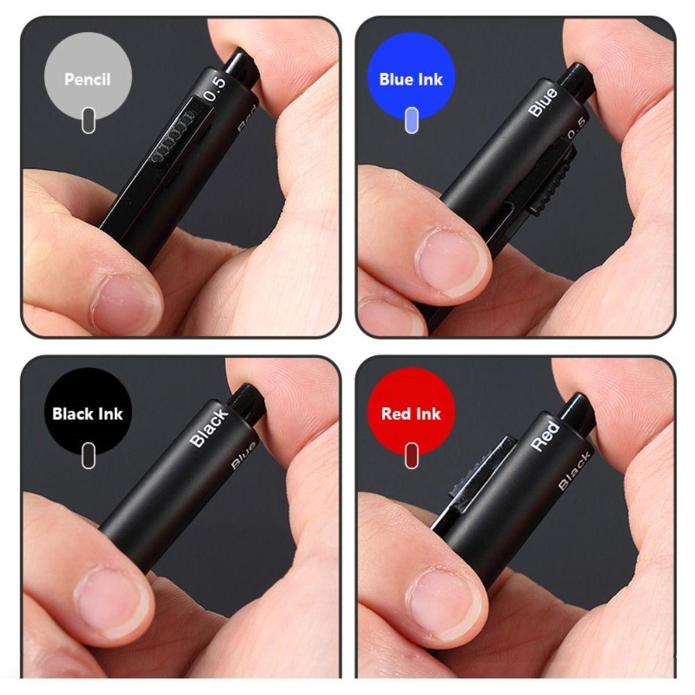 Metal Multifunction Pen 4-in-1 0.5mm Mechanical Pencil Simple 3 Color Ballpoint Pen  School Office