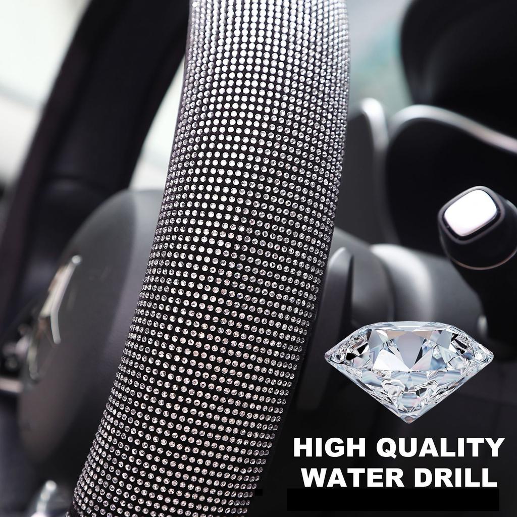 Хрустальный чехол на руль автомобиля для женщин и девочек, милый блестящий чехол на руль, блестящие стразы, алмаз, защита рулевого колеса автомобиля