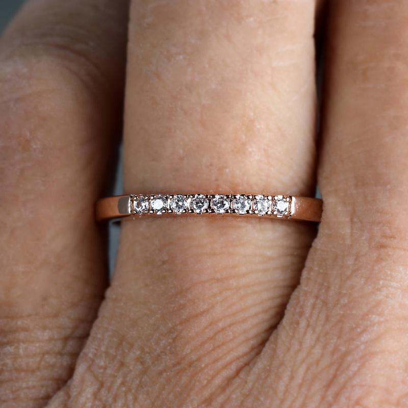 Изысканное кольцо с бриллиантом из розового золота, штабелируемое кольцо для невесты, свадебное обручальное кольцо, ювелирный подарок