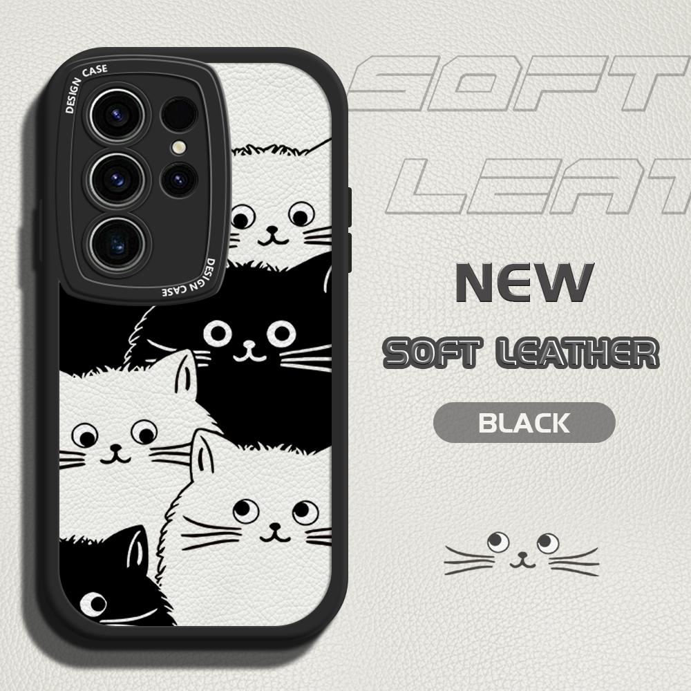 Чехол для телефона из искусственной кожи с рисунком черно-белых кошек для Infinix Vivo OPPO Reno Realme Huawei Nova, тонкий чехол для смартфона с ощущением кожи
