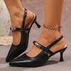 Fashion Women's Metal Decoration Stiletto Heel Shoes Elegant Pointed Toe Party Dress Pumps Woman Summer Fashion Slingback Heels Sandals