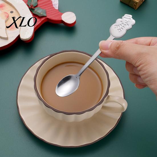 Winter Seasonal Tableware 4Pcs Christmas Dessert Spoons, Stainless Steel Coffee Spoons with Gingerbread Elegant Table Decor for Parties Man