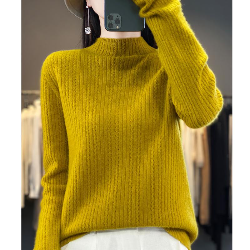 Женский свитер с полуводолазкой, кашемир Цинхэ, 30% кашемир, 70% шерсть, зимний вязаный пуловер, осенний свитер, кашемировый свитер