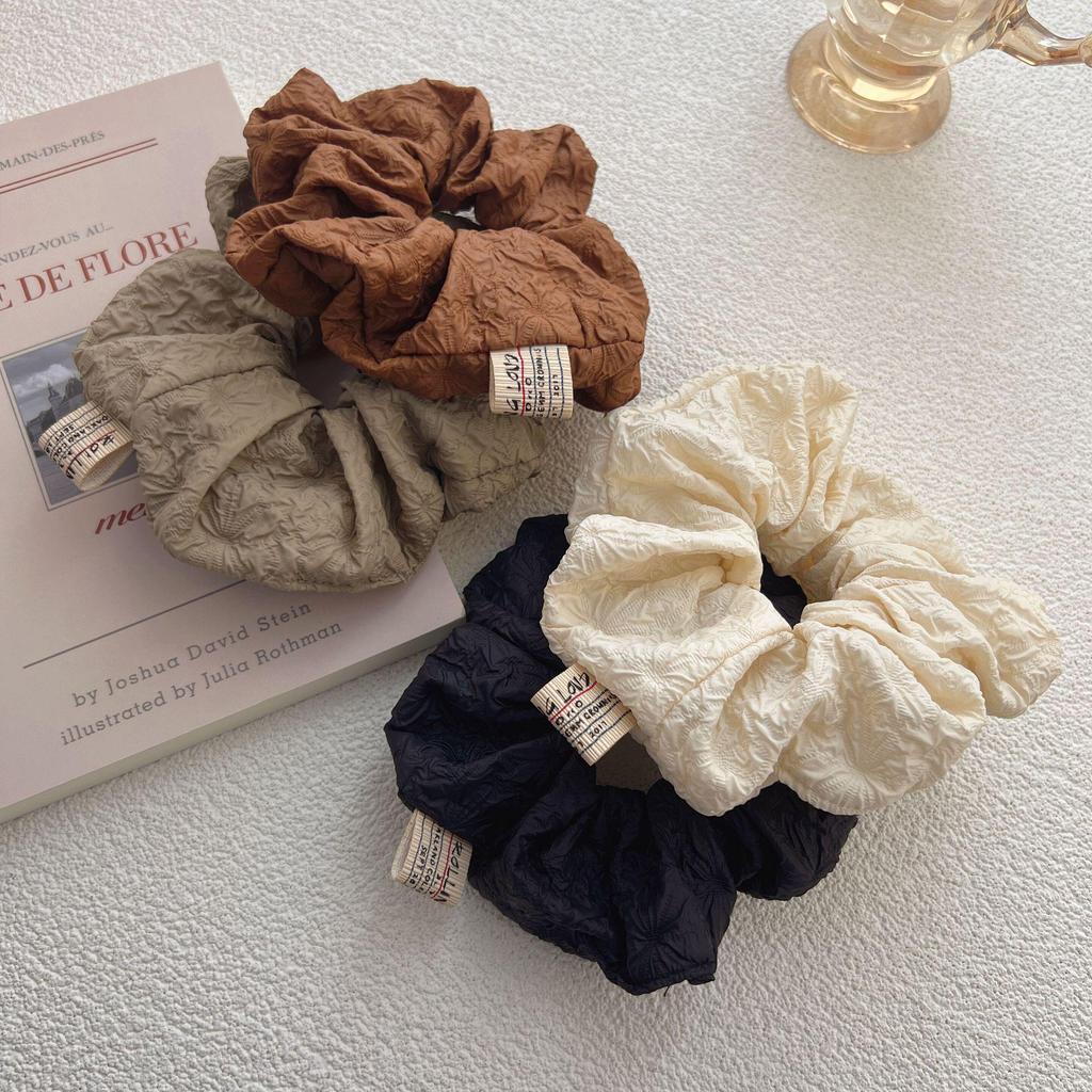 Solid Color Wrinkled Bubble Texture Hair Accessories - Korean Style Rubber Band