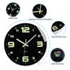 Round Luminous Wall Clock Silent Digital Clock Light Glow In The Dark Quartz Wall Clock  Home