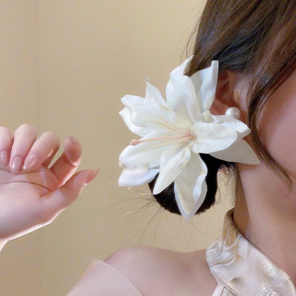 Long Tassel Sweet Petal Hair Clips Elegant Flower Duckbill Clip Women Use