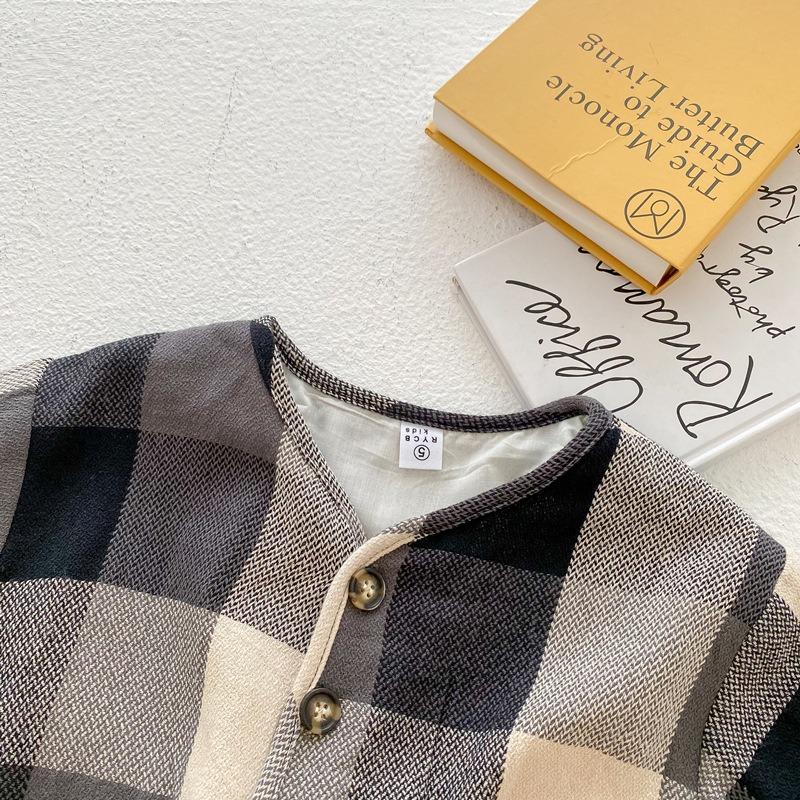 Весна и осень Новая детская куртка в клетку в стиле ретро