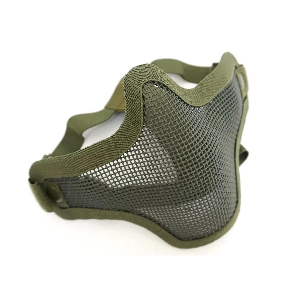 Маска из стальной проволоки сплошного цвета с двойными ремнями и защитной маской на половину лица