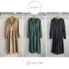 [one Anbu] Cachecoeur One Piece Long Long Sleeve Ladies Tiered Dress Long Dress Long Sleeve Dress Invited Plain Color Brown Brown