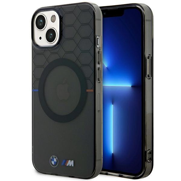 Чехол для iPhone 14 с узором BMW MagSafe Серый