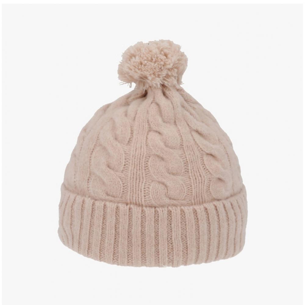 Kangol K4460sm Светло-розовая вязаная косичкой шапка с помпоном