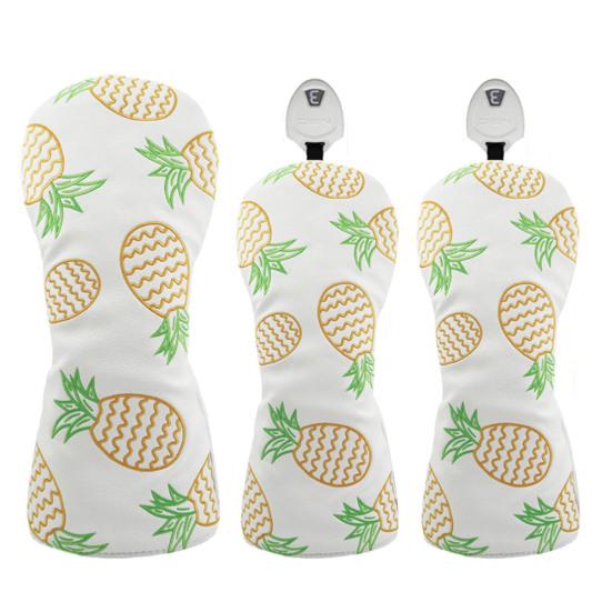 Чехлы для гольф-клюшек из искусственной кожи с принтом ананаса, защитные чехлы для головок паттеров, устойчивые к пятнам