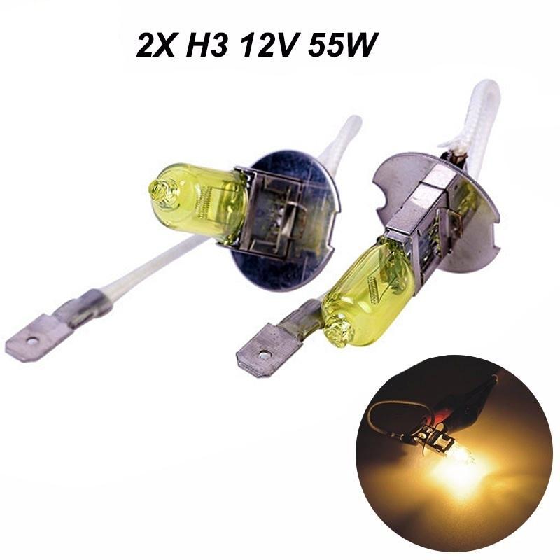 Новинка, 2 шт./лот, лампочки H3 4300K, автомобильные галогенные ксеноновые фары H3 12 В 55 Вт, желтые противотуманные фары