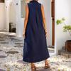 Женское хлопковое льняное платье макси, повседневное, с V-образным вырезом, без рукавов, свободное, летнее платье-майка
