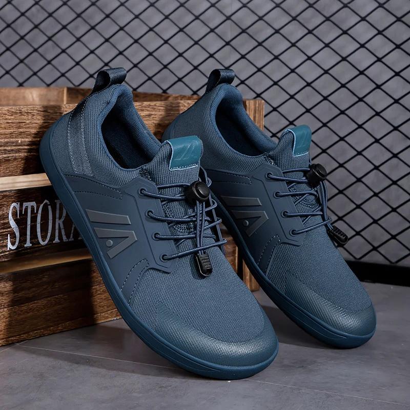 Новая широкая обувь унисекс, мужские туфли с дышащей сеткой, босиком, с широким носком, фирменные туфли на плоской подошве, мягкая подошва с нулевым падением, кроссовки с широким носком, большие размеры