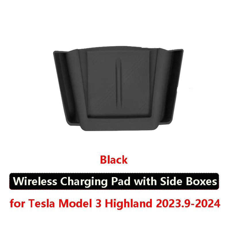 Для Tesla Model 3 Highland 2024 беспроводной зарядный защитный коврик с коробкой для хранения силиконовый водонепроницаемый коврик держатель для телефона и очков