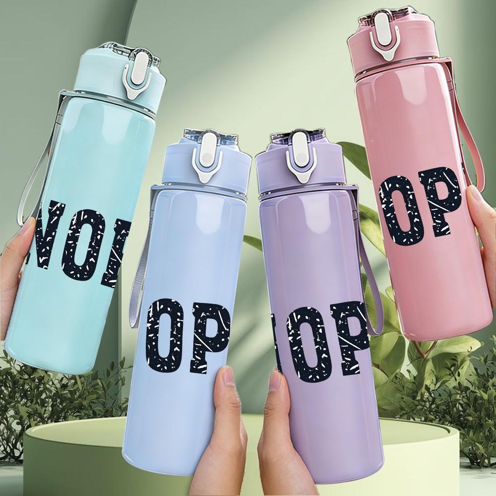 1PC NOPE Bold Simple Text Print 750ml Color Plastic Sports Water Bottle Leakproof Flip Straw Lid Suitable for Sports Office Home Use