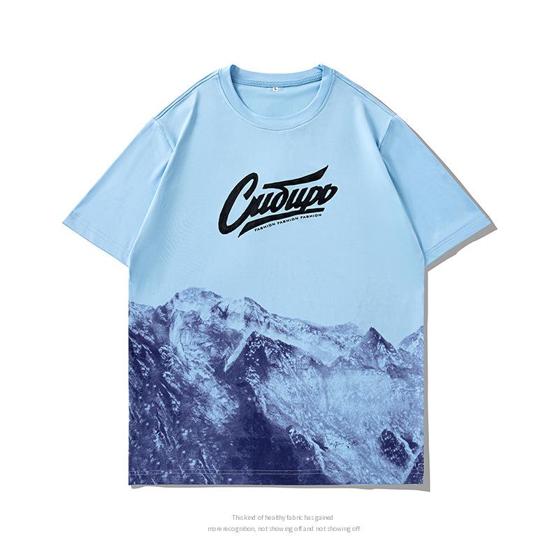 Футболка свободного кроя со смайликом, лето 2023 г. - американская уличная мода, круглый вырез, короткий рукав