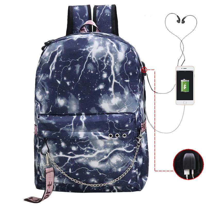 Blank Backpack USB Chain Webbing Bag Casual Student Schoolbag Heat Transfer Solid Color Backpack Support Making