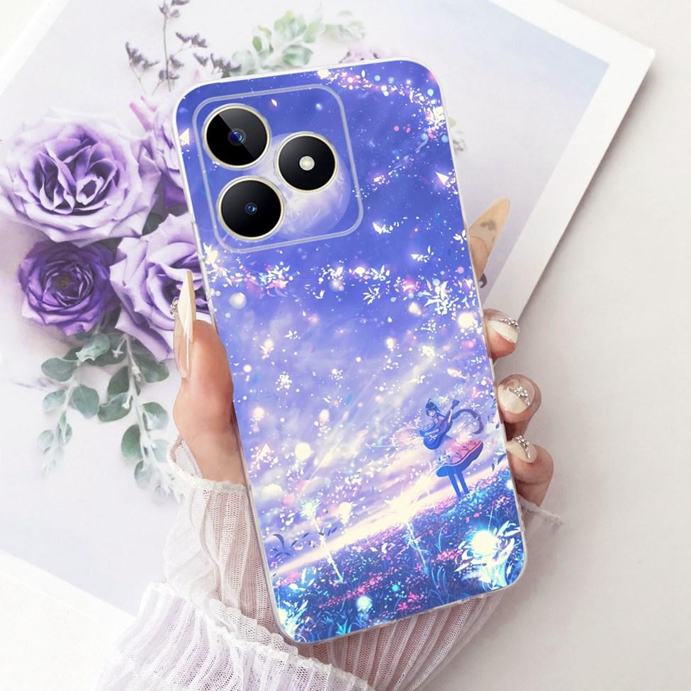 Прозрачный чехол для Realme Narzo N53 RMX3761 Милый Кот Модная Бабочка Роскошный 2D Расписной Корпус для Realme Note 50 RMX3834 Обложка