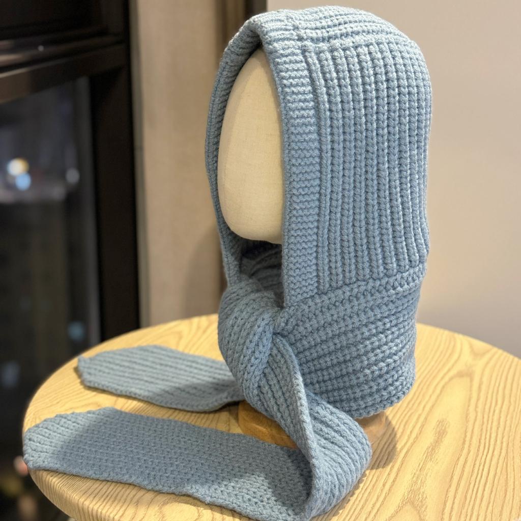 Балаклава нового стиля Женская осенне-зимняя теплая шерстяная шапка-шарф цельная вязаная шапка шарф с капюшоном трендовая