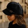 Flat Top Suede Berets Warm Women Octagonal Hat Vintage Artist Hat  Daily