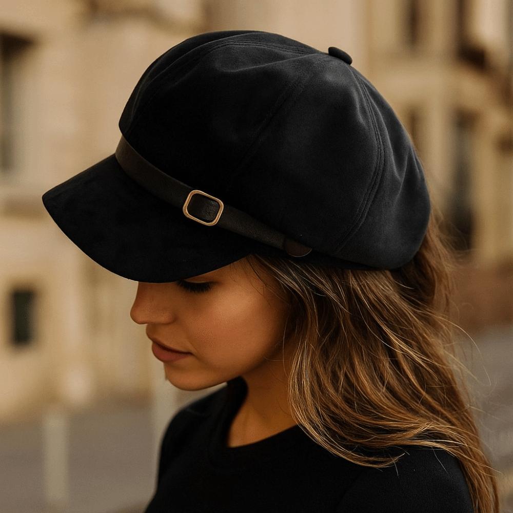 Flat Top Suede Berets Warm Women Octagonal Hat Vintage Artist Hat Daily