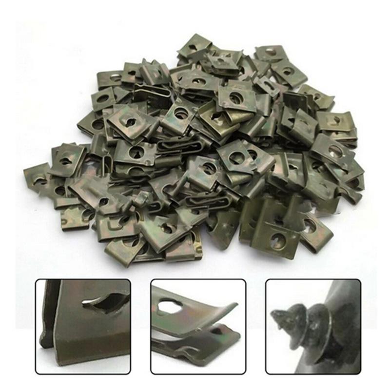 40 шт. Пружинные U-образные металлические зажимы Заклепки Блок Квадратные гайки Отверстие для самореза Клипсы для панелей отделки внутренних дверей Металлические заклепки