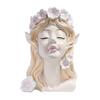 Fairy Head Planter Angel Girl Face Flower Pot Resin Decorative Vase Indoor Cactus Pot for Home Office Desk Garden
