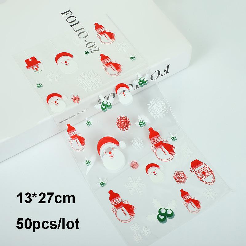 Хороший Новый год, ручная работа, 50 шт., упаковка для конфет, печенья, выпечка, Санта-Клаус, рождественские сувениры, детский целлофановый подарок на вечеринку