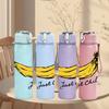 1PC Just Chill Banana Fruit Pattern 750ml Color Plastic Sports Water Bottle Leakproof Flip Straw Lid Suitable for Sports Office Home Use
