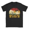 Best Cat Dad Ever Vintage Retro Cat Father Gift T Shirts Pure Cotton Funny Tshirts Round Neck Funny Daddy Tee Shirt Tops Gift