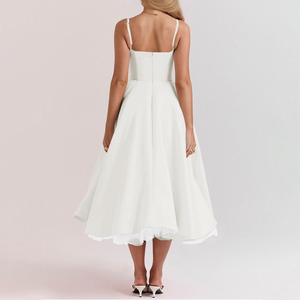 Женское модное однотонное платье принцессы с сеткой и двухслойным платьем на подтяжках