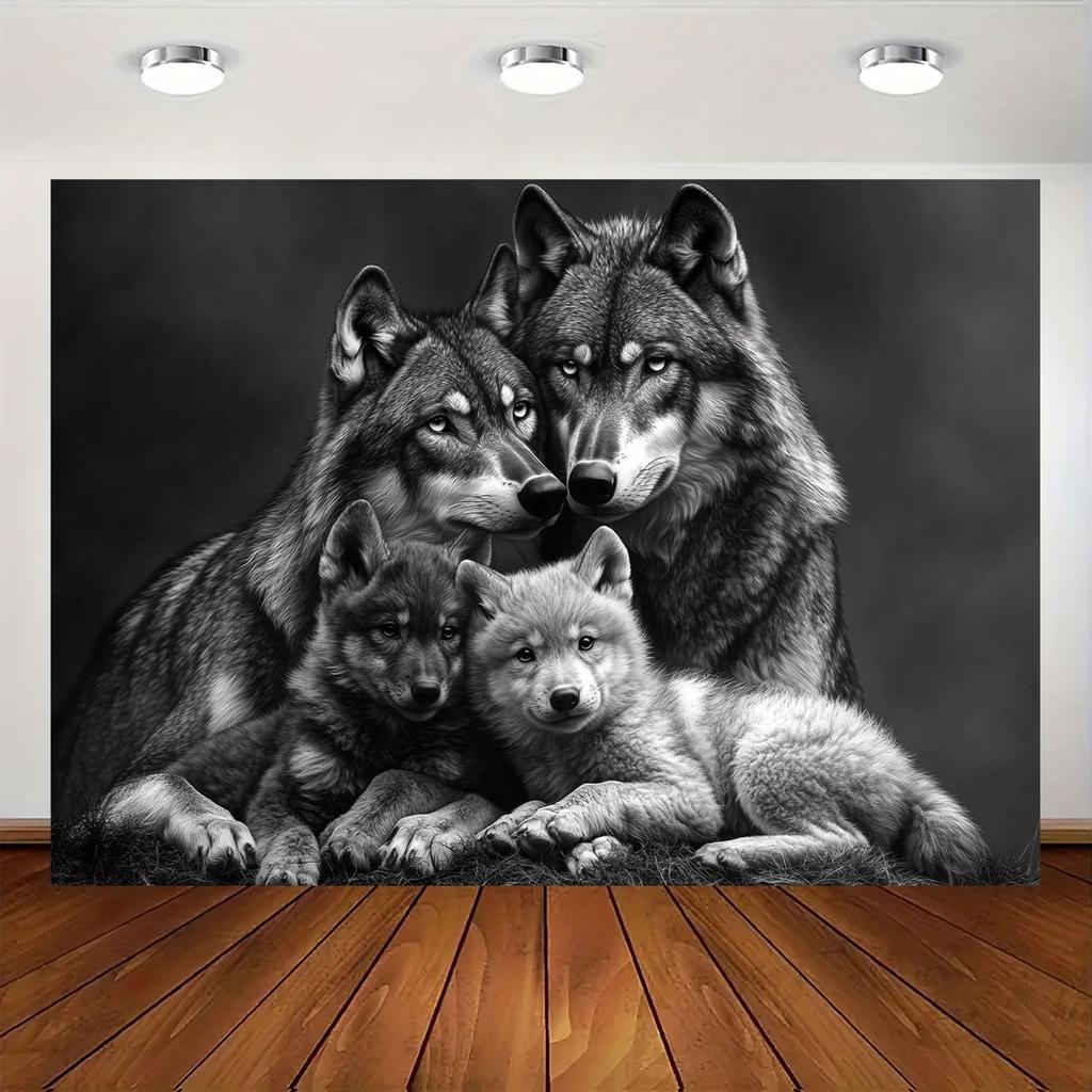 2D plane, 1 piece with wolf family background - suitable for weddings, birthdays, anniversaries