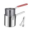 2pcs 3pcs for Kitchen French Fries Deep Fryer Deep Frying Pot 304 Stainless Steel Tempura Fryer Pan With Strainer Milk Pot