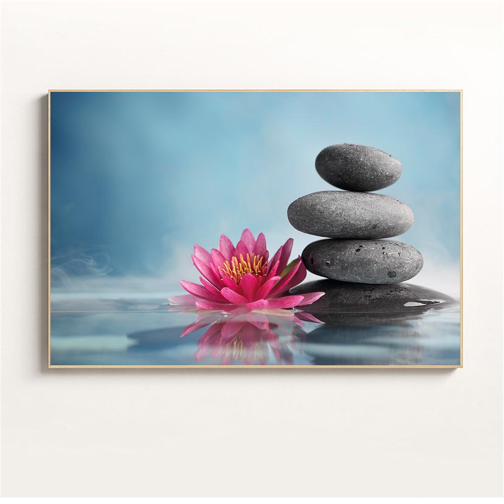 Настенное искусство, вода, спа, камни, дзен, холст, живопись, свечи, цветок орхидеи, постер, настенные панно для декора ванной комнаты, домашний декор, Cuadros