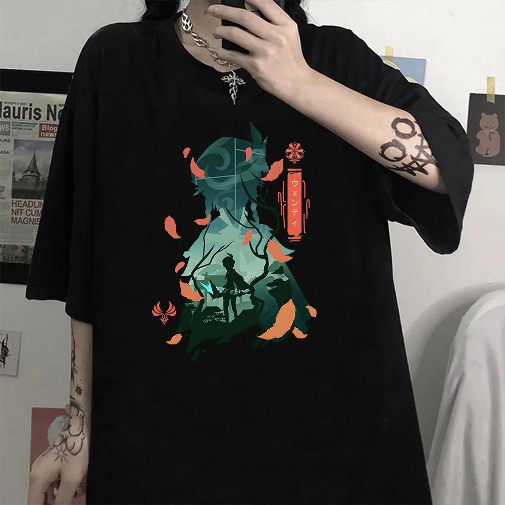 Genshin Impact Unisex Футболка Hu Tao Xiao Kaedehara Kazuha Printing Футболка Unisex Harajuku Vintage Unisex Футболки Топы Unisex Короткий рукав
