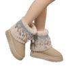 Foreign Trade Comfortable Thick-soled Short Cotton Shoes Women's Autumn and Winter New Tassel Beaded Velvet Warm Snow Boots