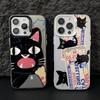 Чехол-наклейка 'Злой кот' для iPhone 17 Air 16 16e 15 14 Plus 13 12 11 Pro Max X Xs XR 8, цветной, серебристый, жесткий