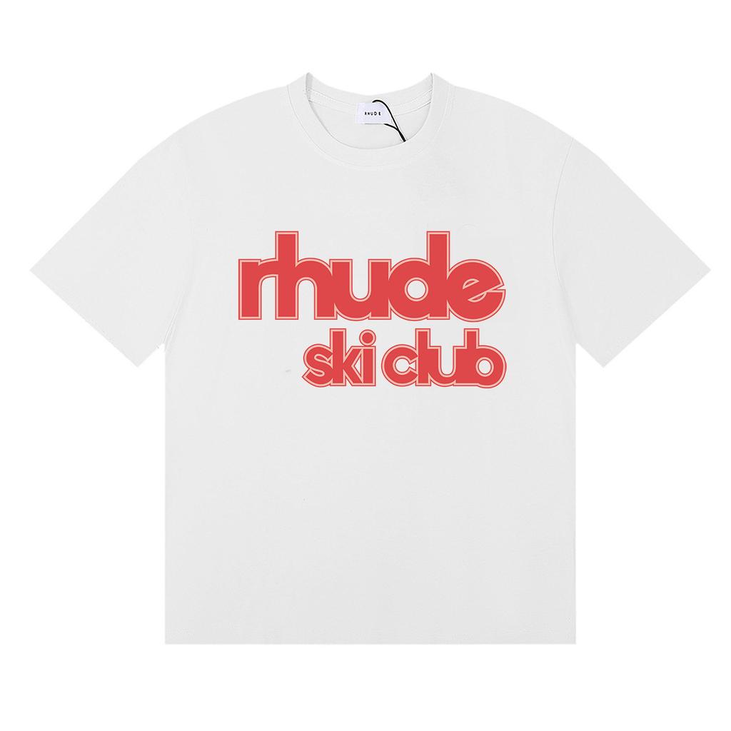 24SS cross-border European and American tide brand RHUDE micro-label letter skull print short-sleeved t-shirt men's and women's American high street