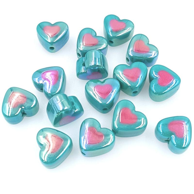 10 шт. темная серия с УФ-покрытием, два цвета, 3D акриловые бусины в форме сердца любви, свободные бусины, аксессуары ручной работы для изготовления ювелирных изделий