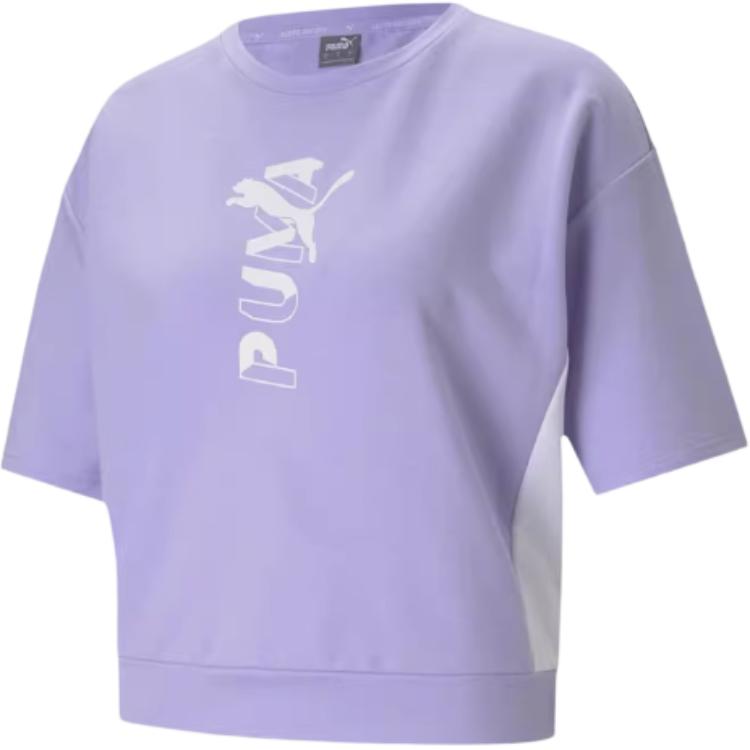 Puma Sports Lifestyle Series Letter Brand Logo Fashion Short Breathable Short Sleeve T-Shirt Women T-Shirt Purple 588727-16