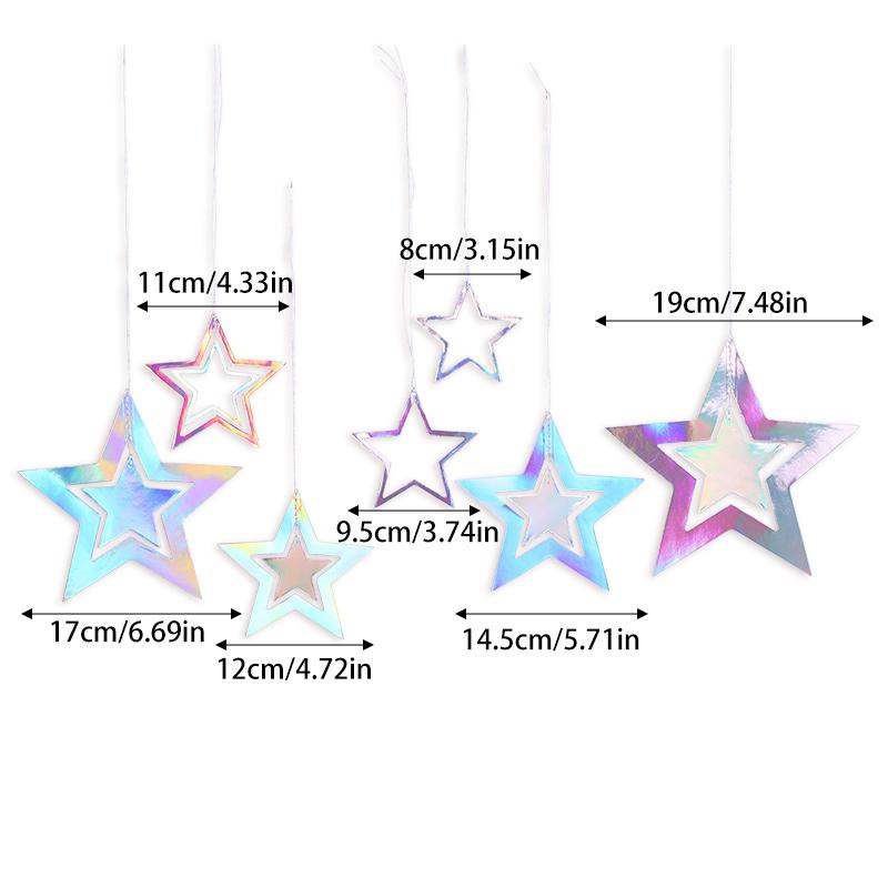 Gradient Silver Paper Star Garland for Kids Birthday Party Decoration Wedding Christmas Wall Hanging Banner Girl Boy Baby Shower
