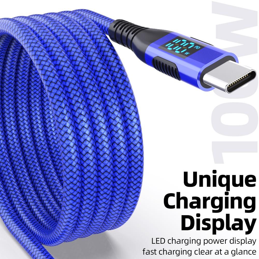 LAIHONEN Type C to Type c Cable 100W PD Fast Charging charger usB c to UsBC Display Cable For Xiaomi POCO F3 Realme Macbook iPad