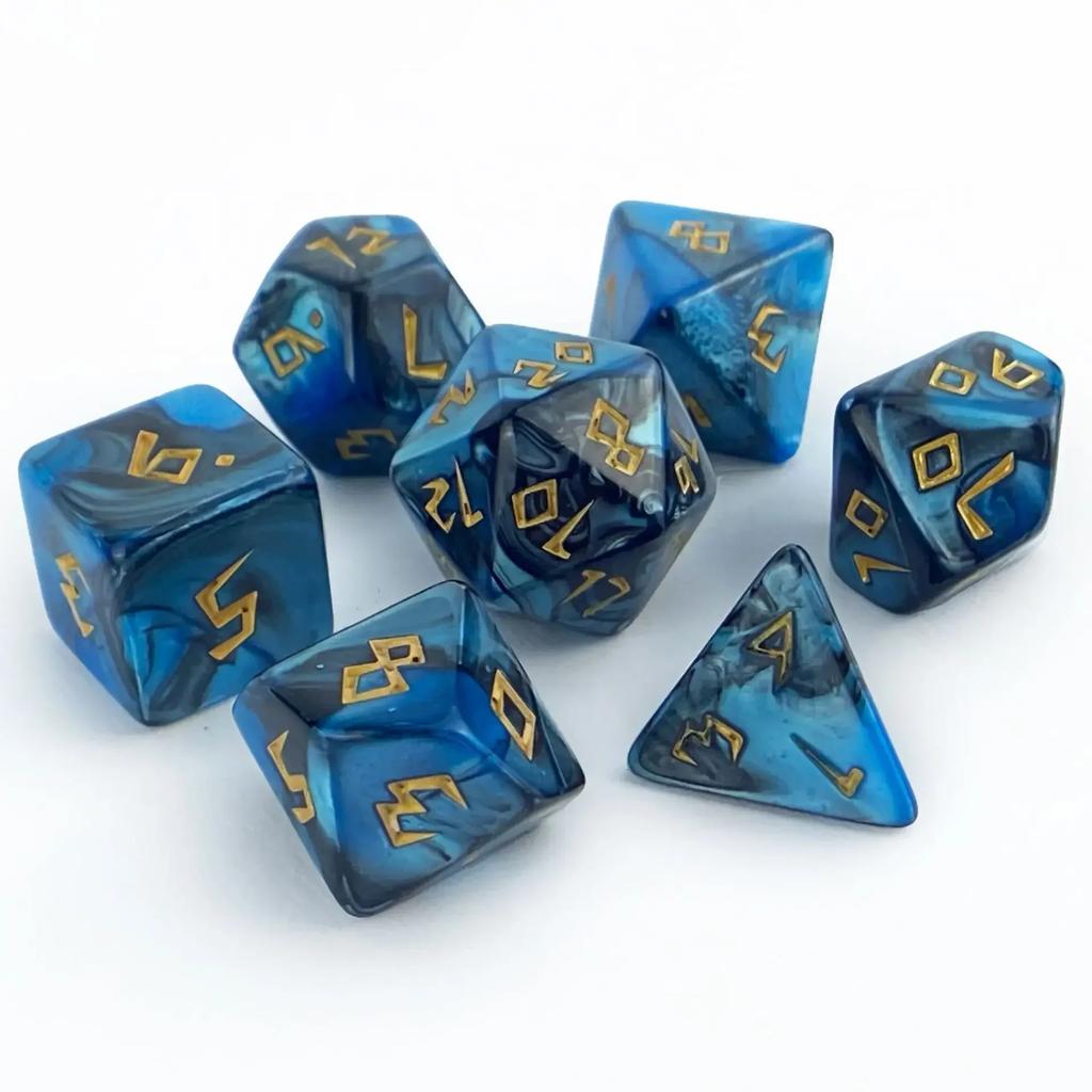 7pcs/set of COC Bicolor Acrylic Polyhedral Dice for DND Rpg Cthulhu Dice Board Game Running Group Number Dice Set
